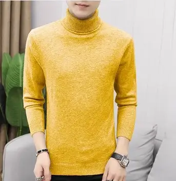 Men's Dark Blue Korean Turtleneck Sweater Slim Fit - Image 13