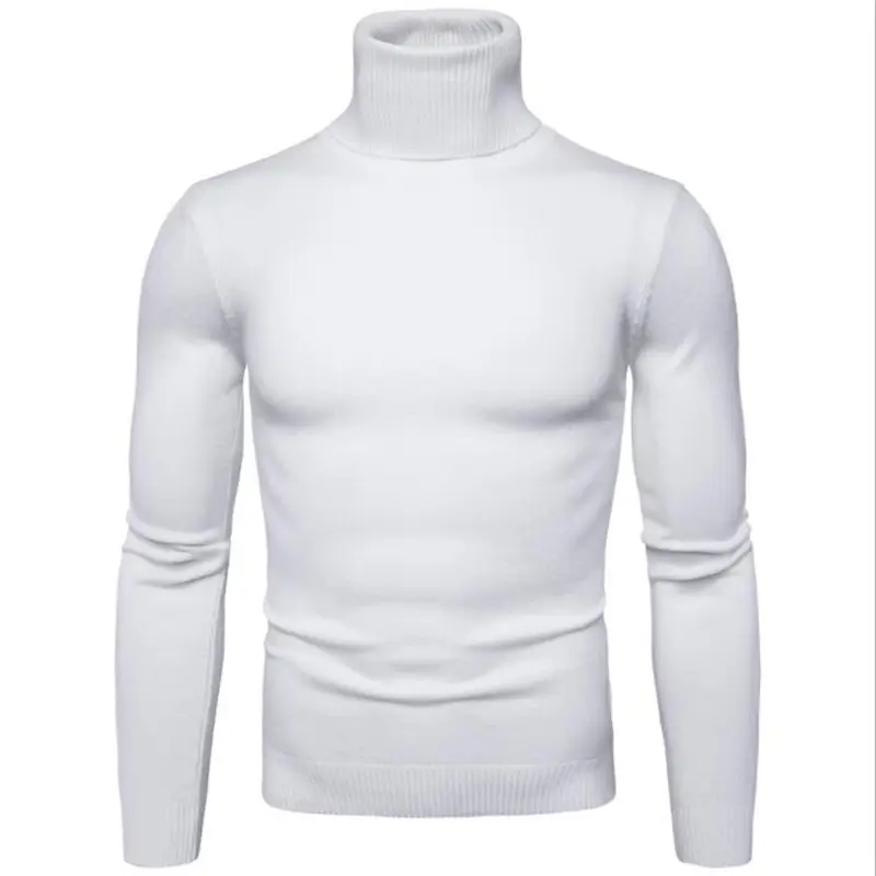 Men's Dark Blue Korean Turtleneck Sweater Slim Fit - Image 2
