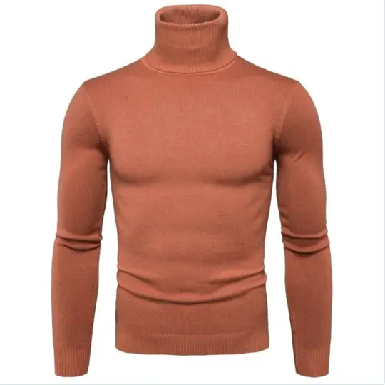 Men's Dark Blue Korean Turtleneck Sweater Slim Fit - Image 3