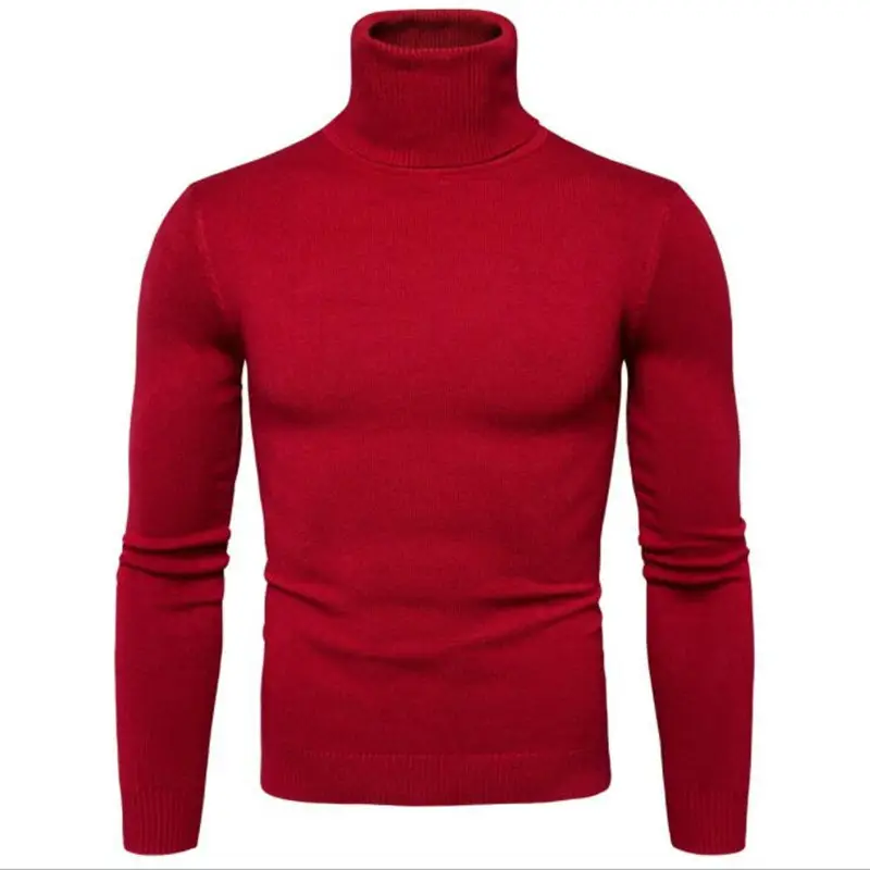 Men's Dark Blue Korean Turtleneck Sweater Slim Fit - Image 5