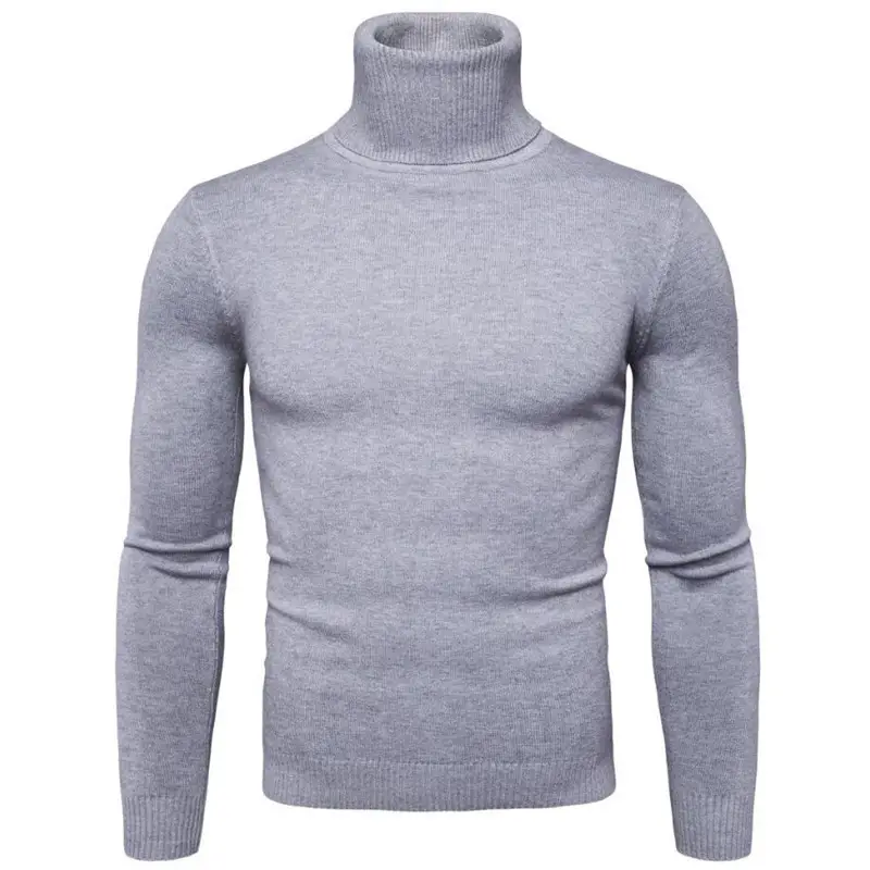 Men's Dark Blue Korean Turtleneck Sweater Slim Fit - Image 8