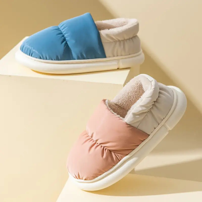 Cotton Slippers Women's Winter Bag with Home and Home Wearing Thick Bottom Household Indoor Down Cloth PVC Warm Cotton Slippers