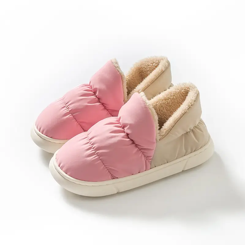 Cotton Slippers Women's Winter Bag with Home and Home Wearing Thick Bottom Household Indoor Down Cloth PVC Warm Cotton Slippers