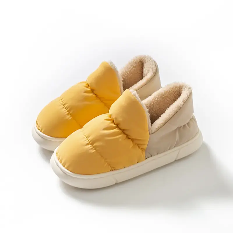 Cotton Slippers Women's Winter Bag with Home and Home Wearing Thick Bottom Household Indoor Down Cloth PVC Warm Cotton Slippers