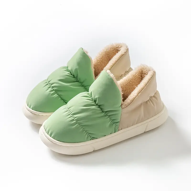 Cotton Slippers Women's Winter Bag with Home and Home Wearing Thick Bottom Household Indoor Down Cloth PVC Warm Cotton Slippers