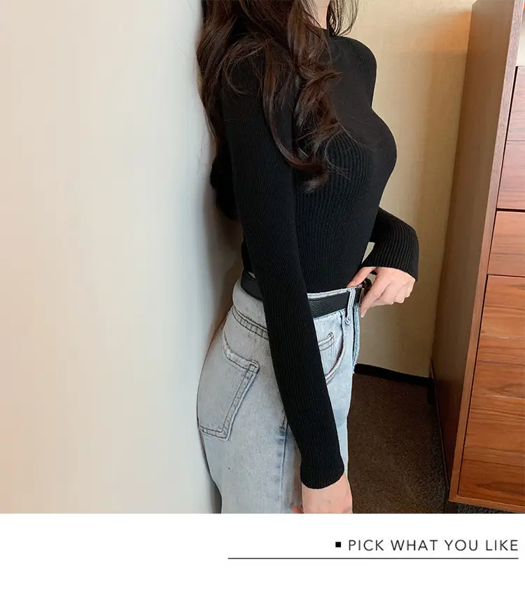 2023 Green Knit Turtleneck Women's Top — feature 16