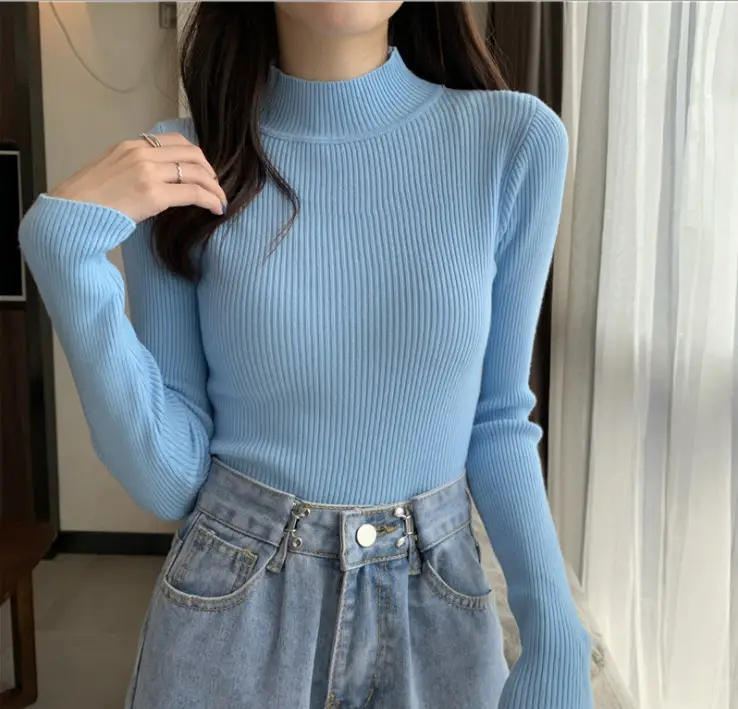 2023 Green Knit Turtleneck Women's Top - Image 14