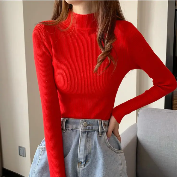 2023 Green Knit Turtleneck Women's Top - Image 18