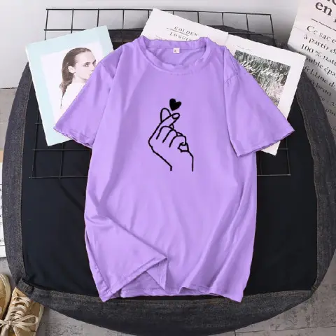 2022 Summer Printed T-Shirt Blue Round Neck Large
