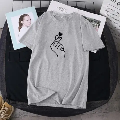 2022 Summer Printed T-Shirt Blue Round Neck Large