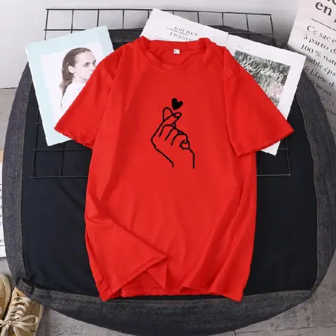 2022 Summer Printed T-Shirt Blue Round Neck Large