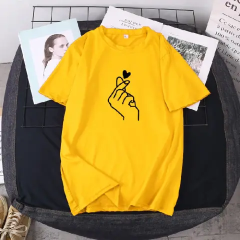 2022 Summer Printed T-Shirt Blue Round Neck Large