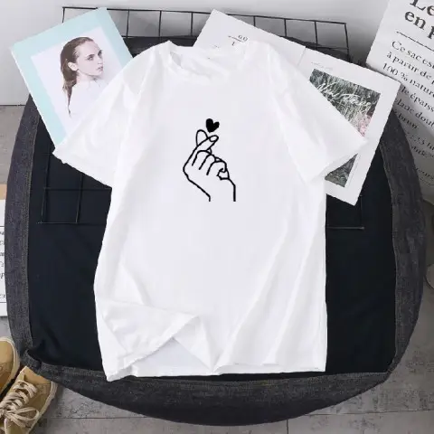 2022 Summer Printed T-Shirt Blue Round Neck Large