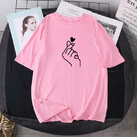 2022 Summer Printed T-Shirt Blue Round Neck Large