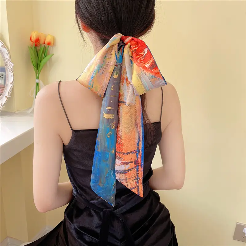Autumn Silk Hair Band Braided Hair Ribbon Braid Tie Horse Tail Long Ribbon Bow Belt Scarf - Image 8