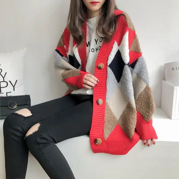 Women's 3 Color Knitted Cardigan Coat Lazy Style - Image 2