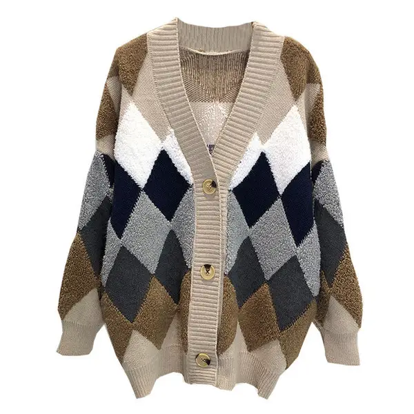 Women's 3 Color Knitted Cardigan Coat Lazy Style - Image 5