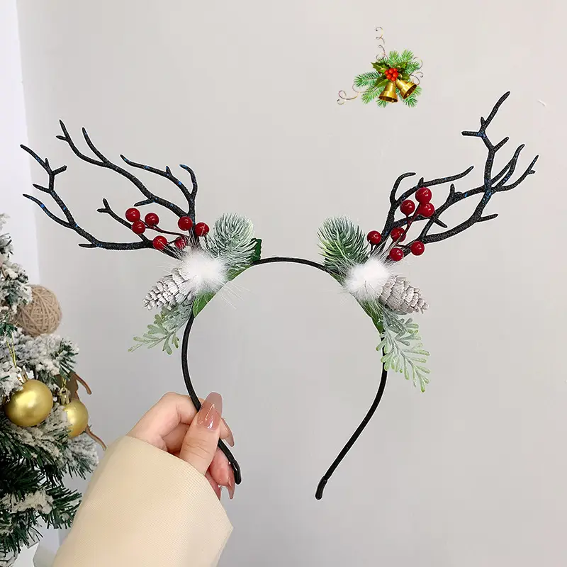 Korean-style Christmas Antler Hairband with Flashing Light - Image 3