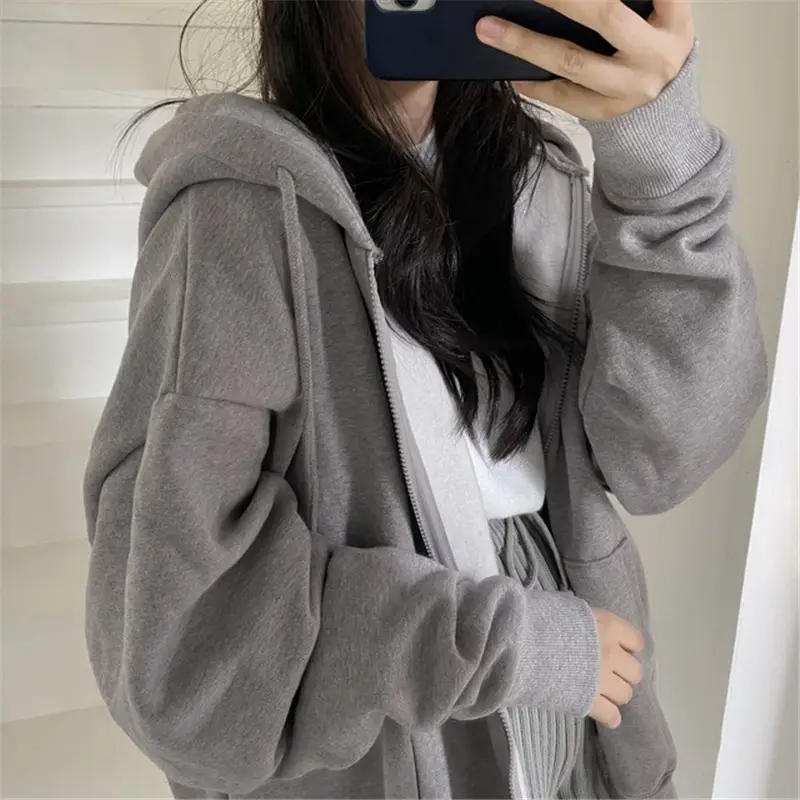 Grey Fleece Lined Hooded Coat for Girls Winter Wear - Image 3