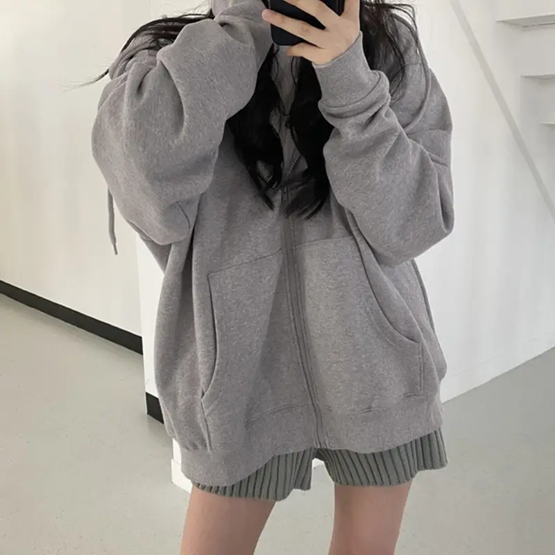 Grey Fleece Lined Hooded Coat for Girls Winter Wear - Image 4