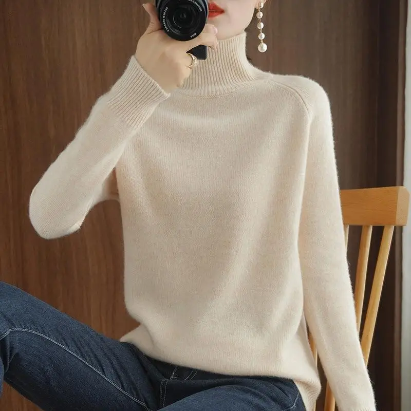 Women's Pure Color Long Sleeve Knit Sweater Autumn Winter - Image 15