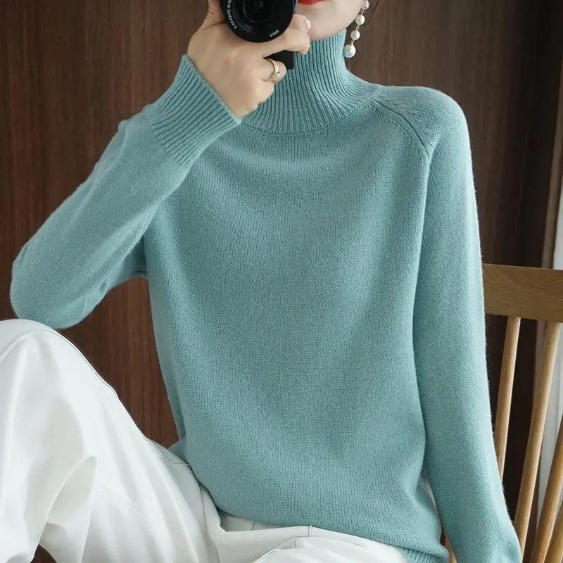Women's Pure Color Long Sleeve Knit Sweater Autumn Winter - Image 16