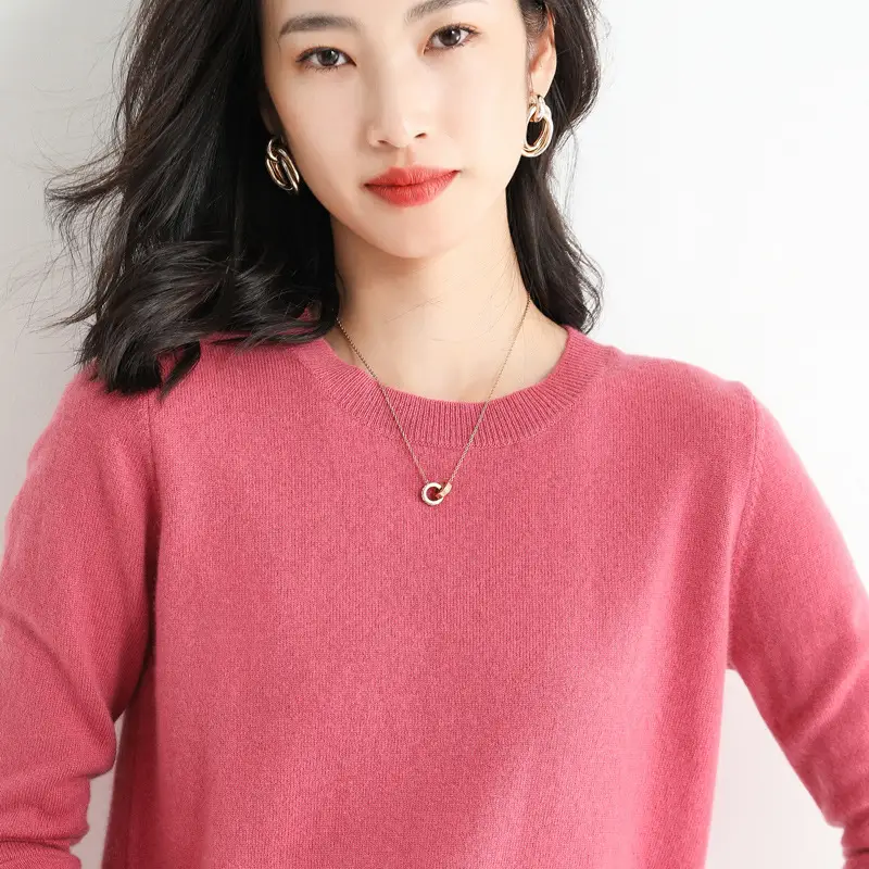 New Autumn Knit Pullover Women Pink Large - Image 11