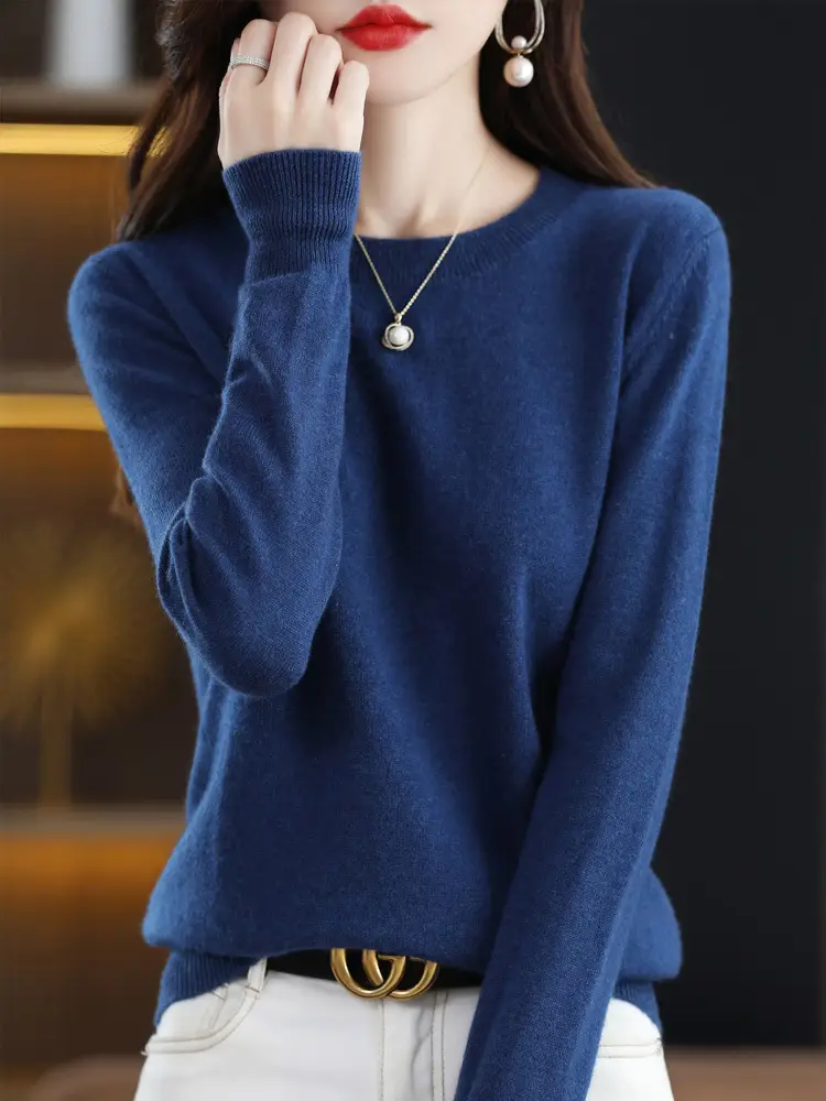 New Autumn Knit Pullover Women Pink Large - Image 15
