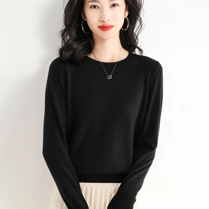New Autumn Knit Pullover Women Pink Large - Image 3