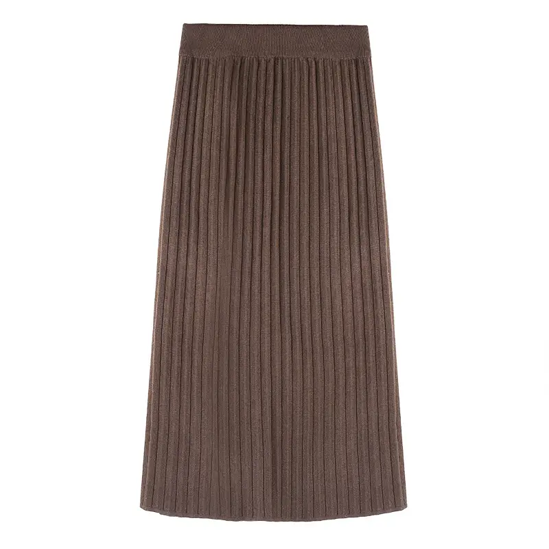 Black Knitted Mid-Length Skirt Women Winter High Waist A-Line - Image 8