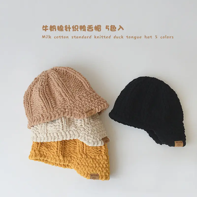 Vintage Twist Knitted Baby Caps for Boys Girls Milk Cotton