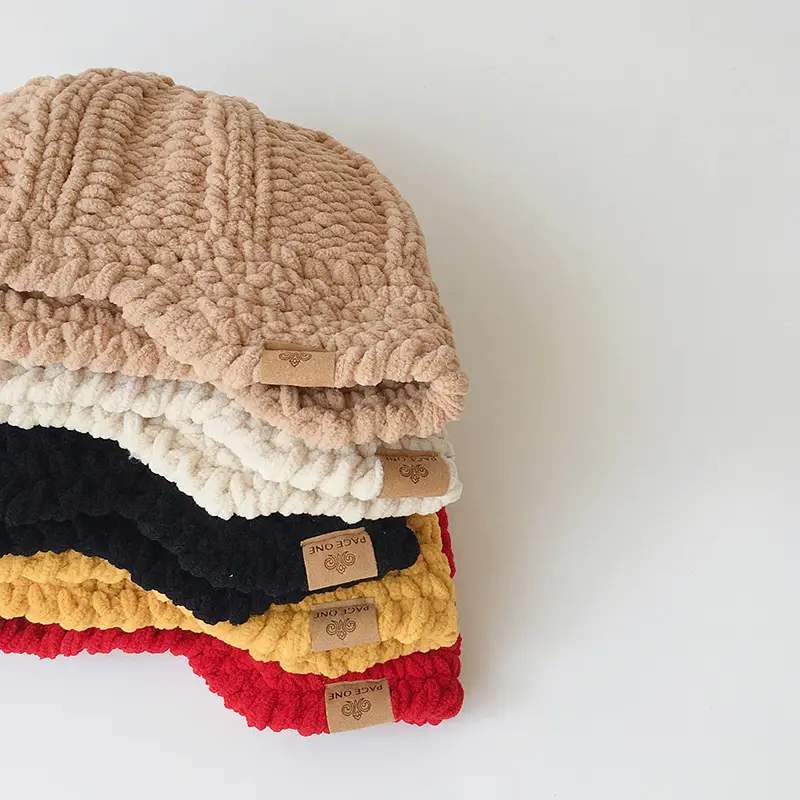 Vintage Twist Knitted Baby Caps for Boys Girls Milk Cotton - Image 3