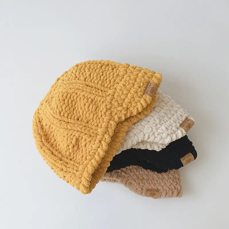 Vintage Twist Knitted Baby Caps for Boys Girls Milk Cotton - Image 4