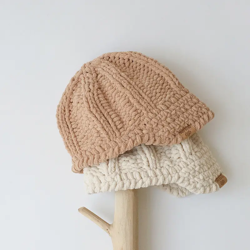 Vintage Twist Knitted Baby Caps for Boys Girls Milk Cotton - Image 5
