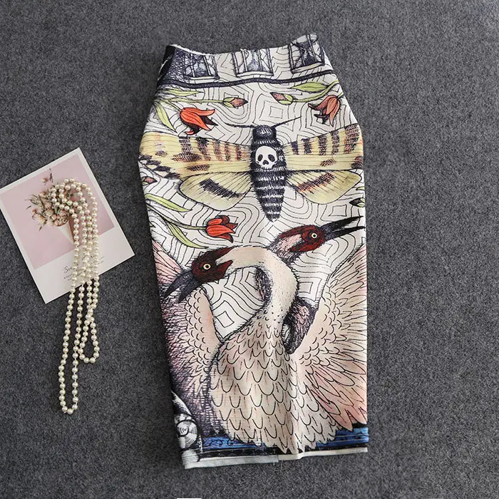 Black Floral Digital Print Pencil Skirt for Women — feature 18