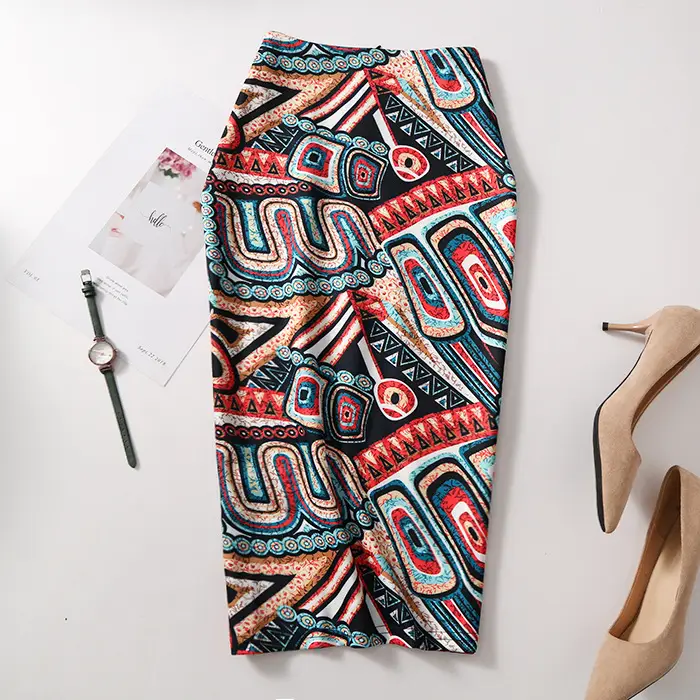 Black Floral Digital Print Pencil Skirt for Women — feature 3