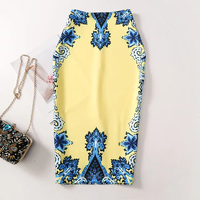 Black Floral Digital Print Pencil Skirt for Women — feature 44