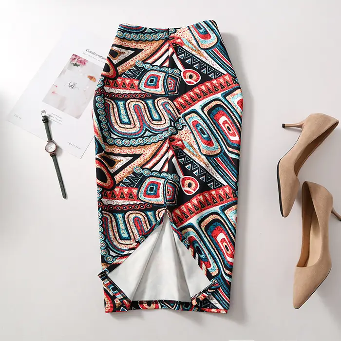 Black Floral Digital Print Pencil Skirt for Women — feature 9