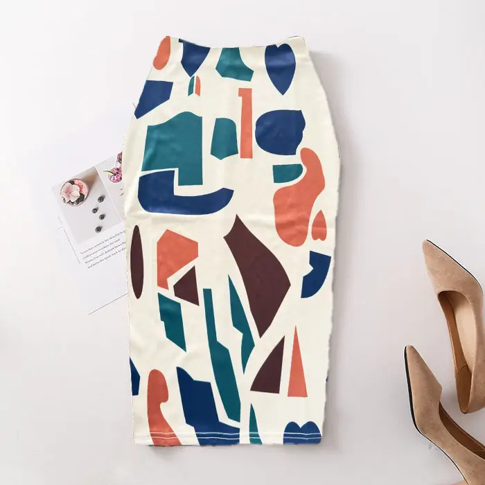 Black Floral Digital Print Pencil Skirt for Women - Image 22