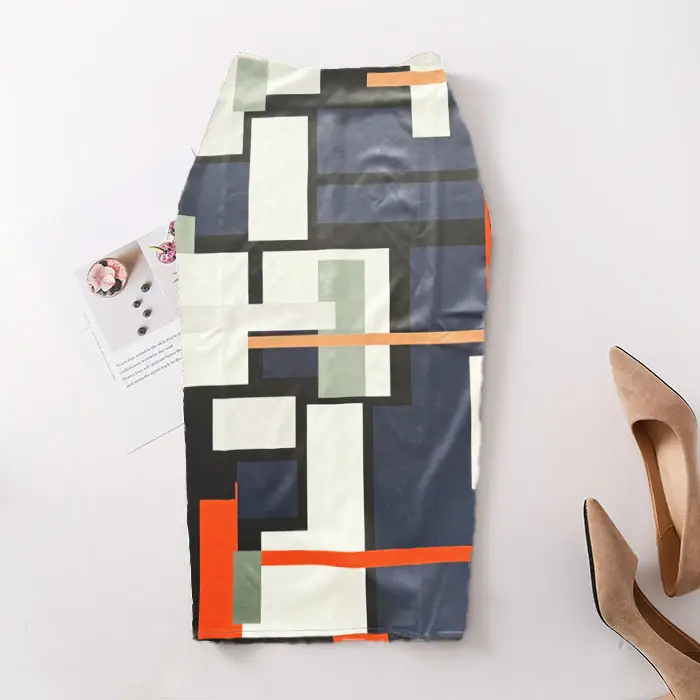 Black Floral Digital Print Pencil Skirt for Women - Image 23