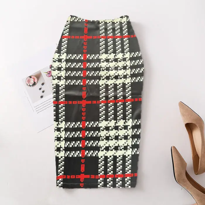 Black Floral Digital Print Pencil Skirt for Women - Image 25