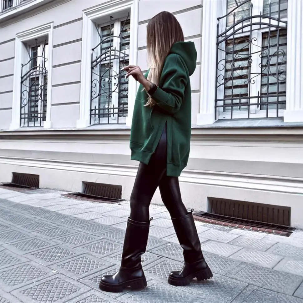 2024 Maroon Hooded Sweatshirt Thickened Pure Color