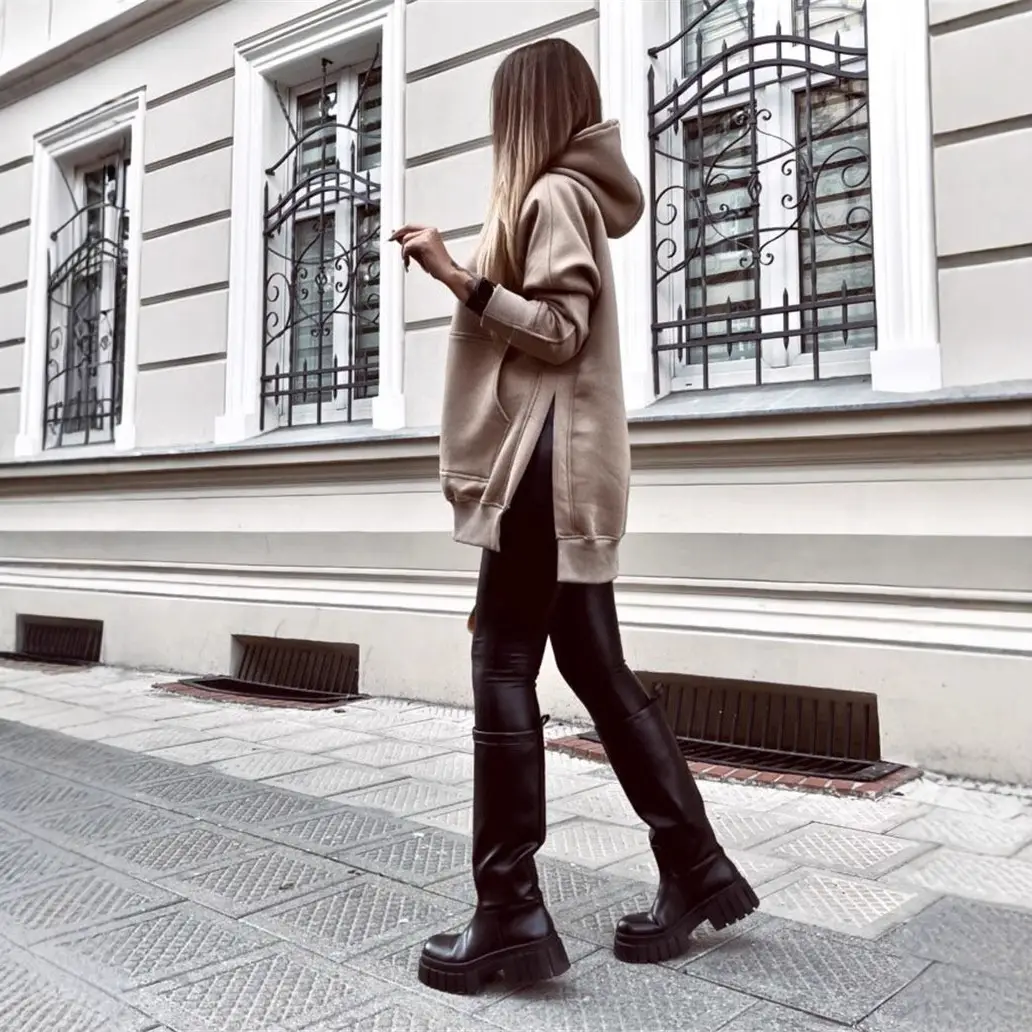 2024 Maroon Hooded Sweatshirt Thickened Pure Color