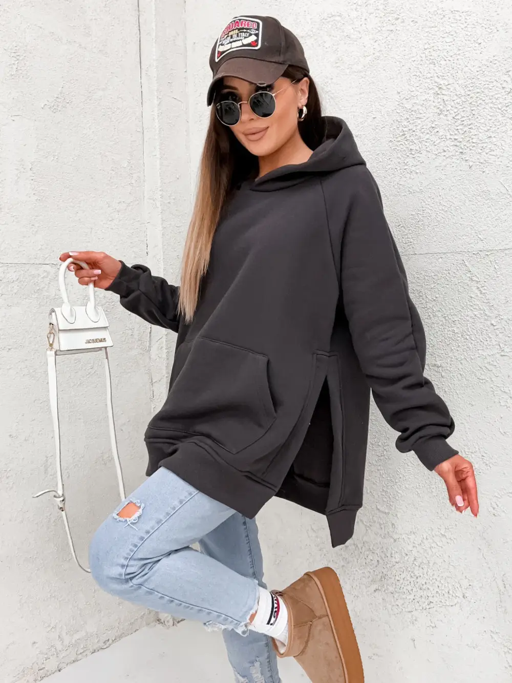 2024 Maroon Hooded Sweatshirt Thickened Pure Color