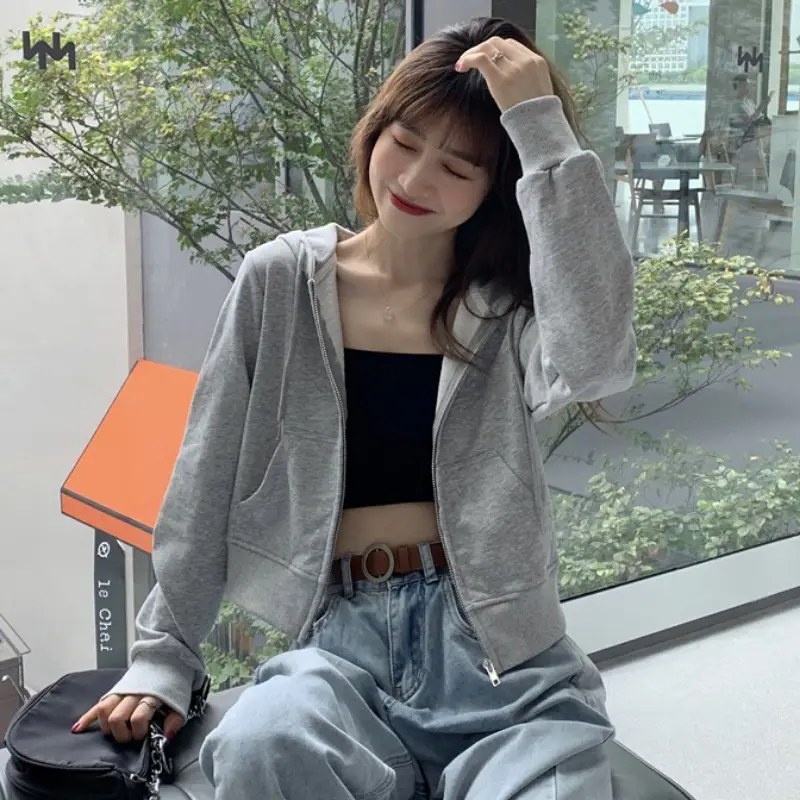 Women's Grey Hooded Zip-Up Jacket Autumn 2025 - Image 12