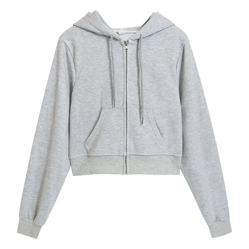 Women's Grey Hooded Zip-Up Jacket Autumn 2025 - Image 13
