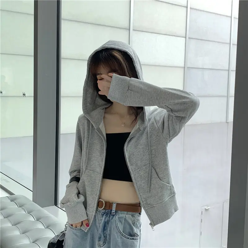 Women's Grey Hooded Zip-Up Jacket Autumn 2025 — feature 11
