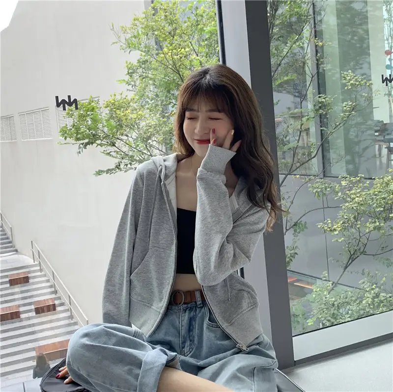 Women's Grey Hooded Zip-Up Jacket Autumn 2025 — feature 12