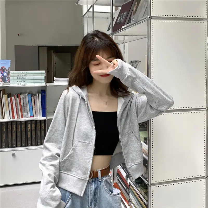Women's Grey Hooded Zip-Up Jacket Autumn 2025 — feature 13