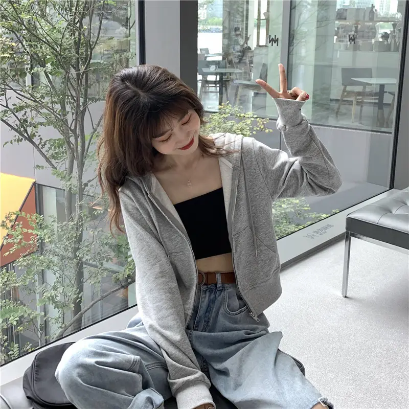 Women's Grey Hooded Zip-Up Jacket Autumn 2025 — feature 14